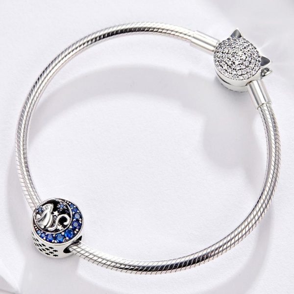 Talisman din argint 925 cu cristale pisicuta melancolica