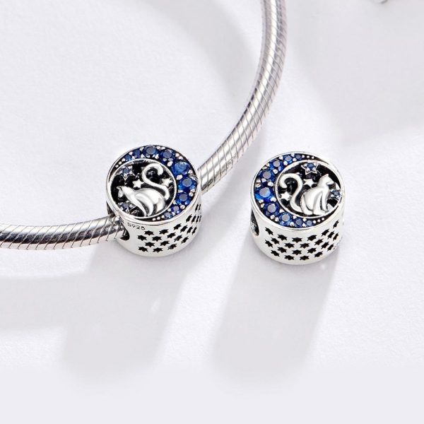 Talisman din argint 925 cu cristale pisicuta melancolica