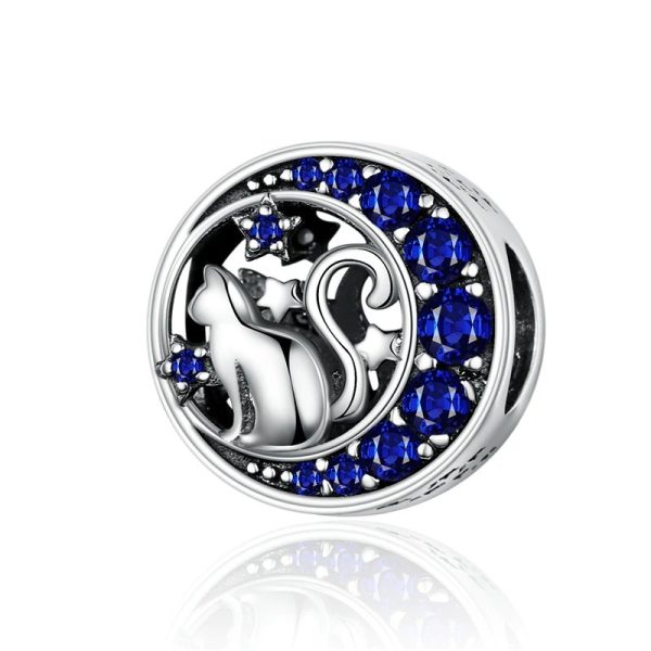 Talisman din argint 925 cu cristale pisicuta melancolica