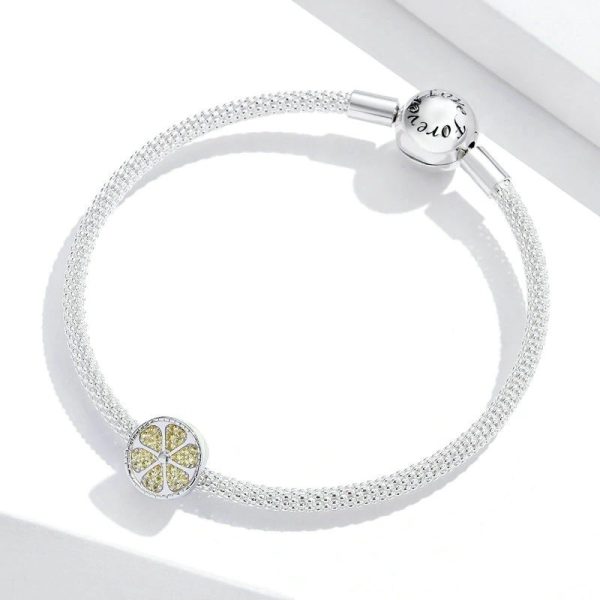 Talisman din argint 925 cu cristale si email yellow lemon