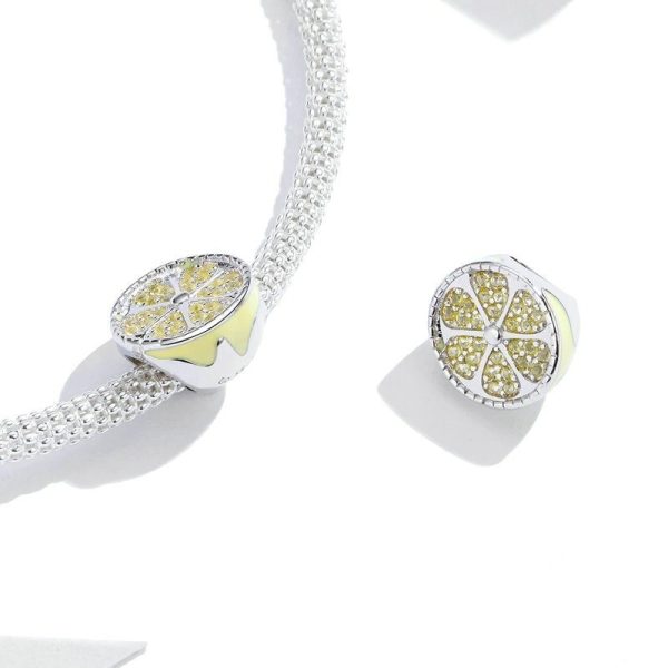 Talisman din argint 925 cu cristale si email yellow lemon
