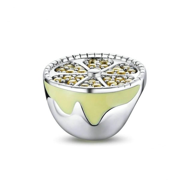 Talisman din argint 925 cu cristale si email yellow lemon