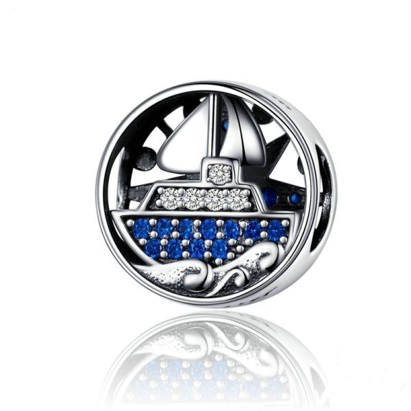 Talisman din argint 925 cu cristale zirconiu blue yacht