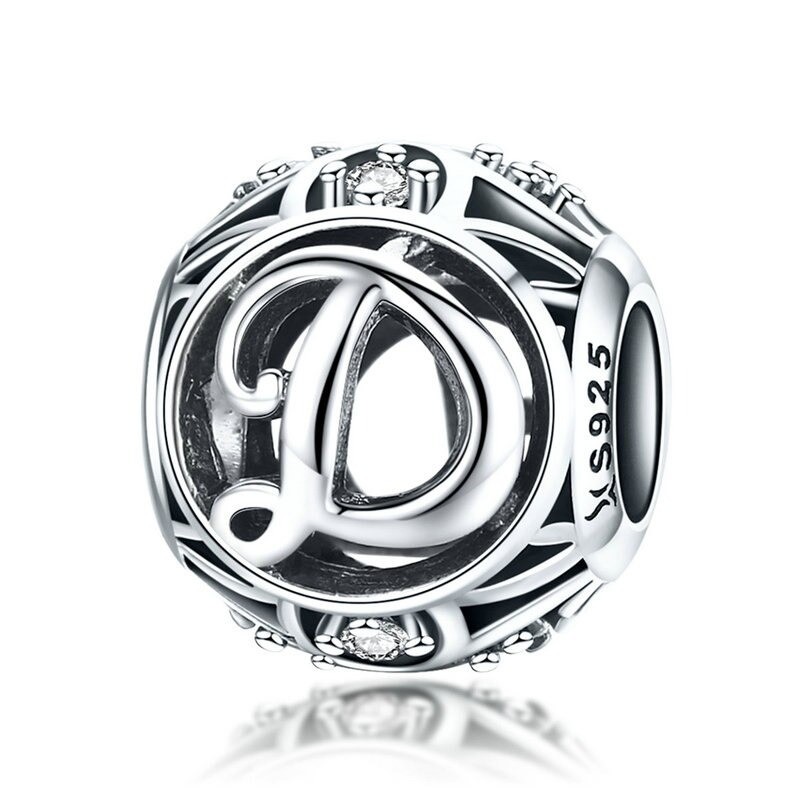Talisman din argint 925 cu cristale zirconiu litera D