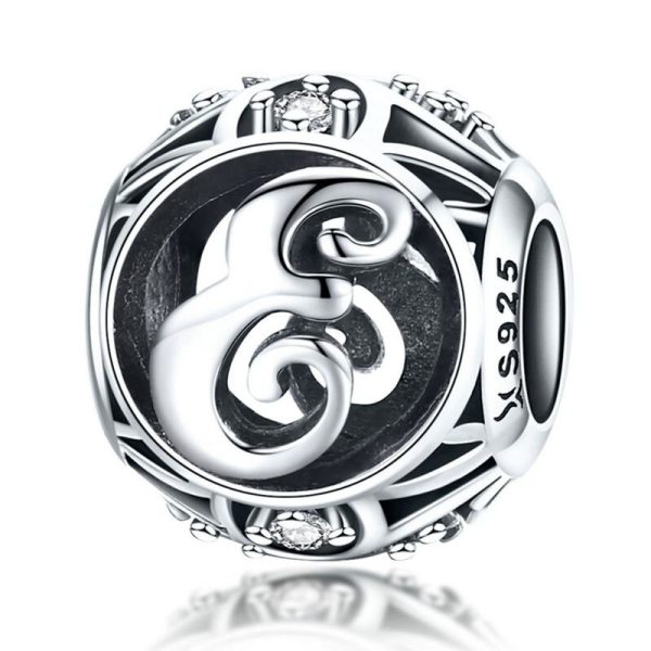Talisman din argint 925 cu cristale zirconiu litera E