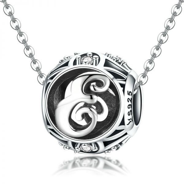 Talisman din argint 925 cu cristale zirconiu litera E