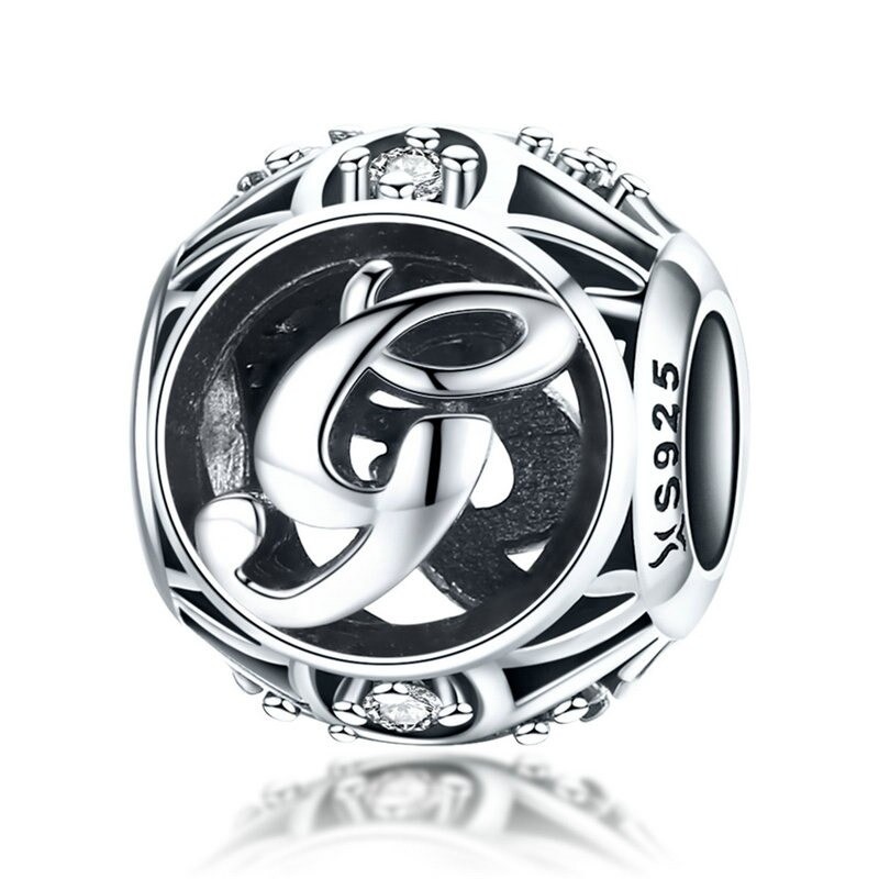 Talisman din argint 925 cu cristale zirconiu litera G
