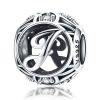 Talisman din argint 925 cu cristale zirconiu litera J