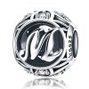 Talisman din argint 925 cu cristale zirconiu litera M