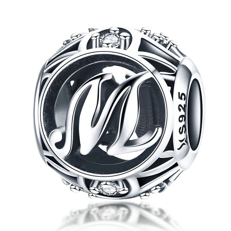 Talisman din argint 925 cu cristale zirconiu litera M