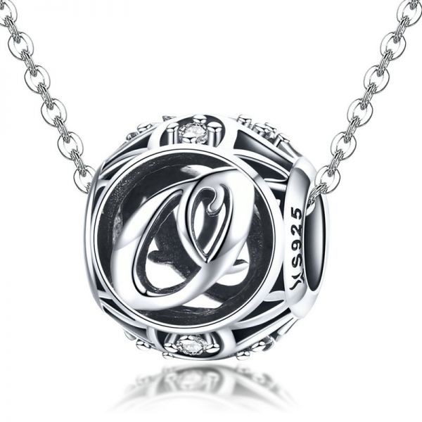 Talisman din argint 925 cu cristale zirconiu litera O
