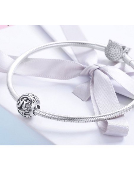 Talisman din argint 925 cu cristale zirconiu litera R