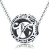 Talisman din argint 925 cu cristale zirconiu litera V