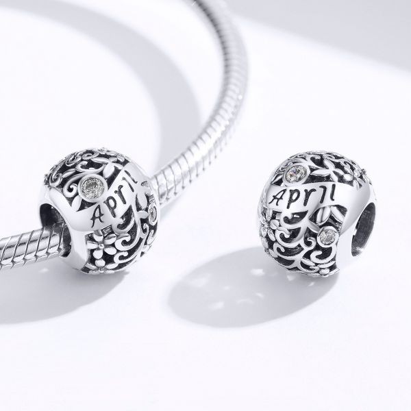Talisman din argint 925 cu cristale zirconiu luna aprilie