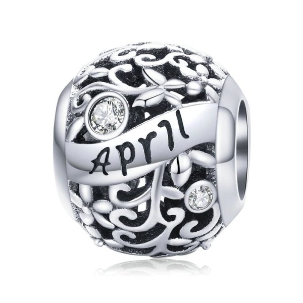 Talisman din argint 925 cu cristale zirconiu luna aprilie