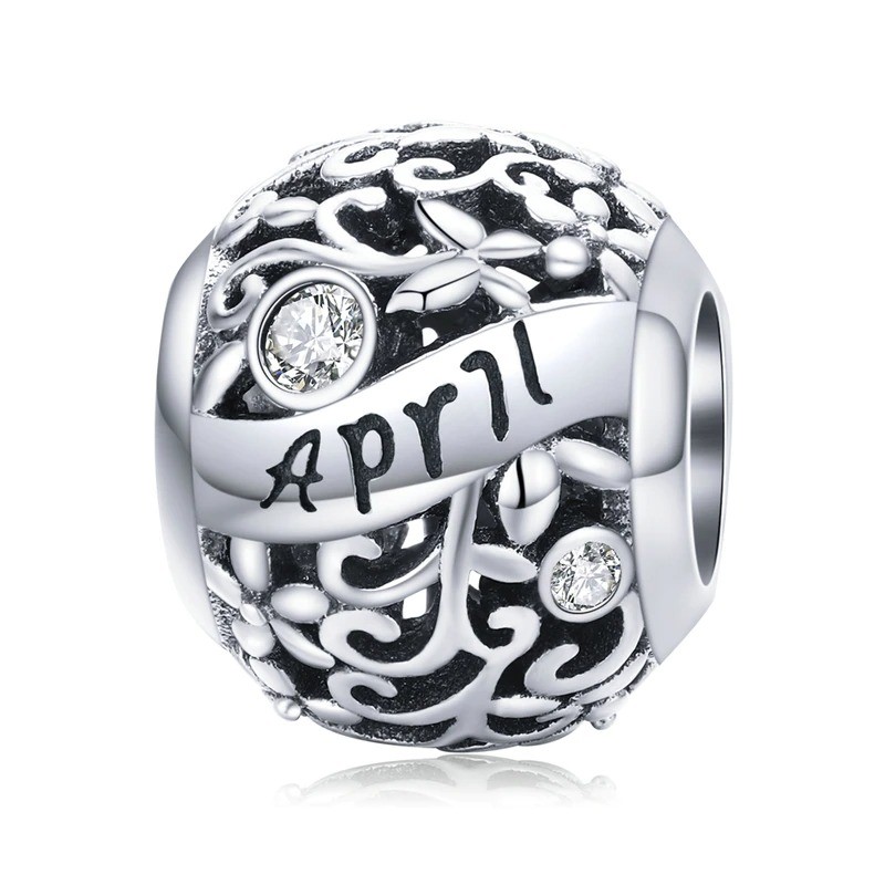 Talisman din argint 925 cu cristale zirconiu luna aprilie