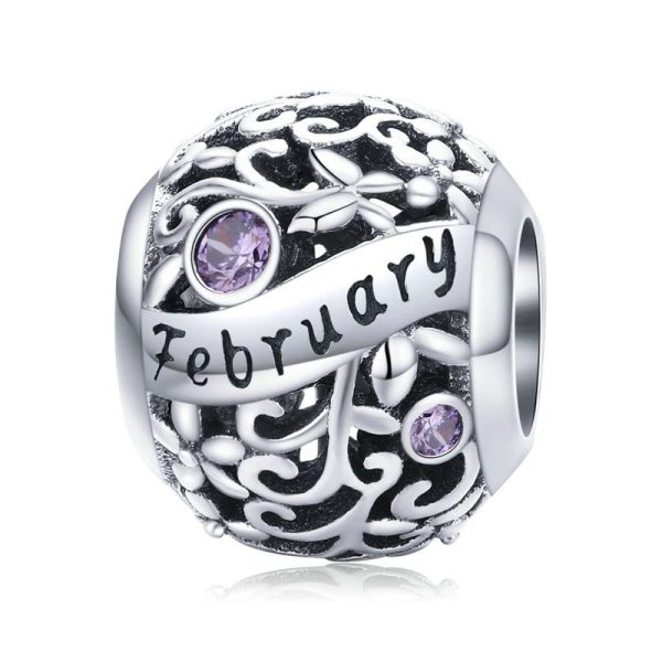 Talisman din argint 925 cu cristale zirconiu luna februarie