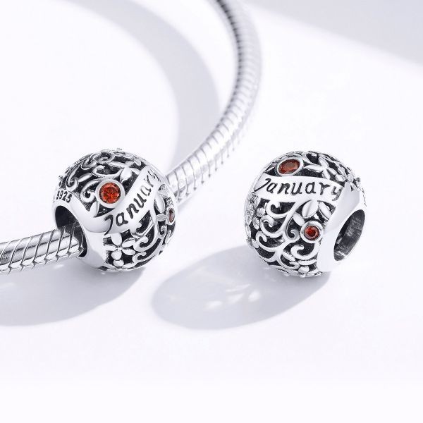 Talisman din argint 925 cu cristale zirconiu luna ianuarie