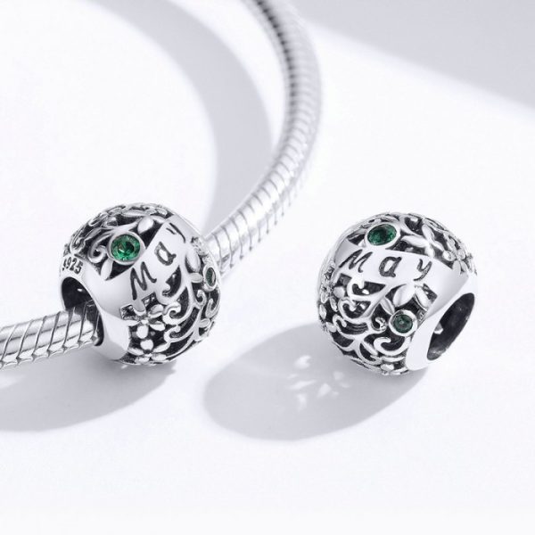 Talisman din argint 925 cu cristale zirconiu luna mai