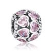 Talisman din argint 925 cu cristale zirconiu pink heart