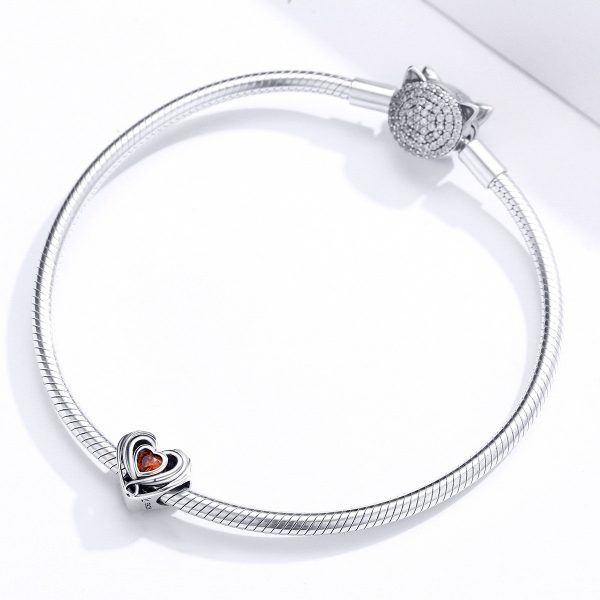 Talisman din argint 925 cu cristale zirconiu red heart