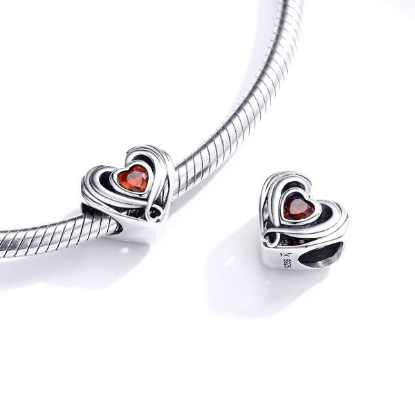 Talisman din argint 925 cu cristale zirconiu red heart