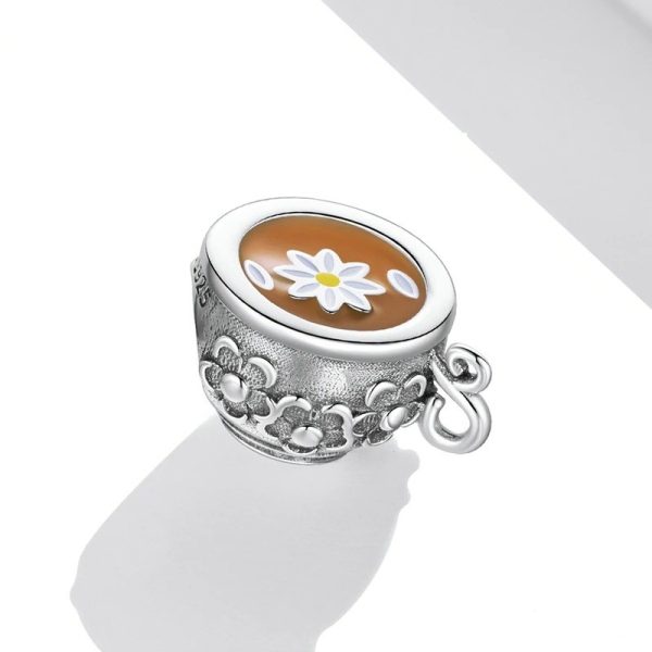 Talisman din argint 925 cu email cescuta cu flori