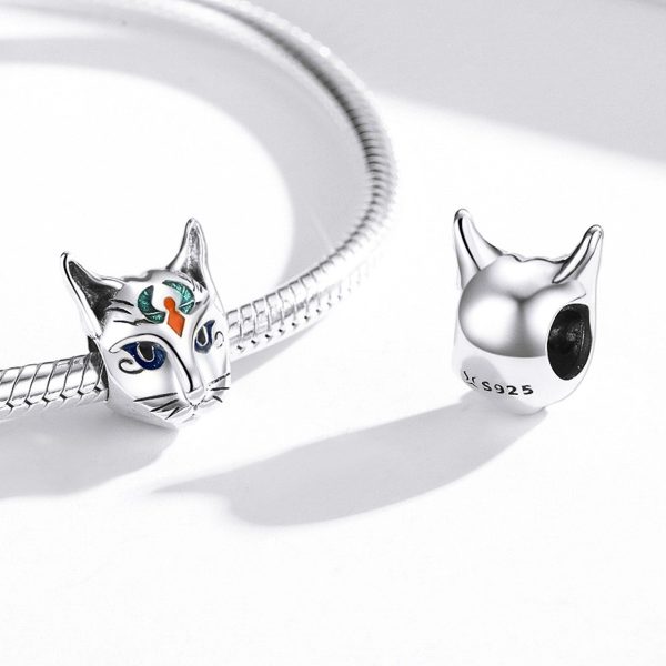 Talisman din argint 925 cu email Egyptian cat
