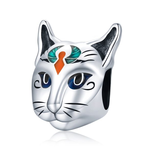 Talisman din argint 925 cu email Egyptian cat