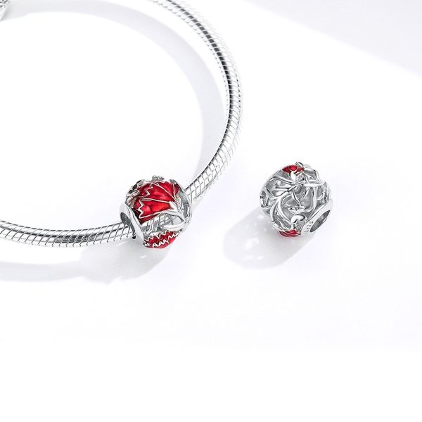 Talisman din argint 925 cu email red flower