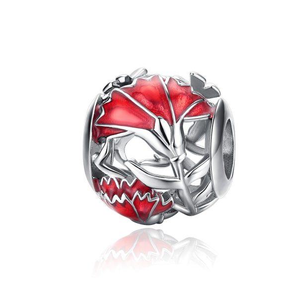 Talisman din argint 925 cu email red flower