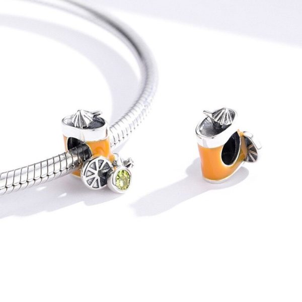 Talisman din argint 925 cu email summer orange juice