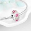 Talisman din argint 925 cu sticla pink heart