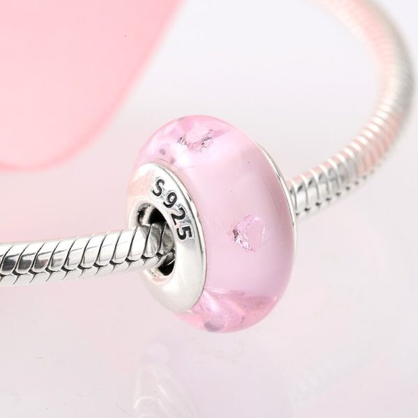 Talisman din argint 925 cu sticla Pink stone