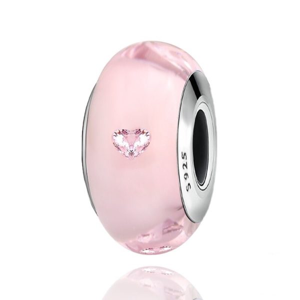 Talisman din argint 925 cu sticla Pink stone