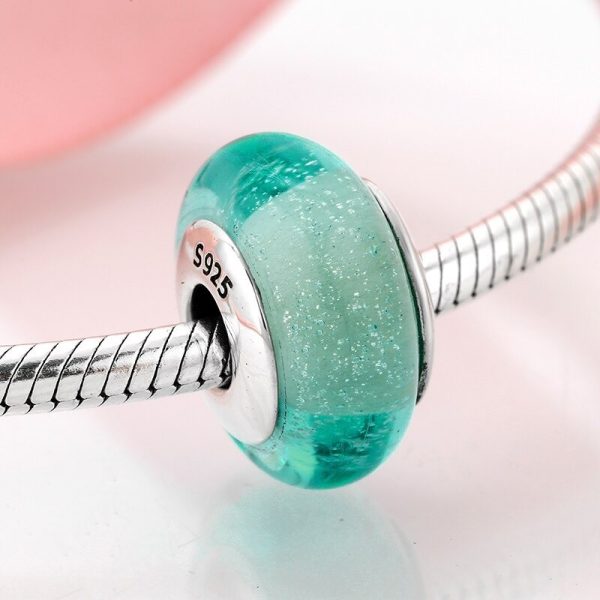 Talisman din argint 925 cu sticla turquoise ocean