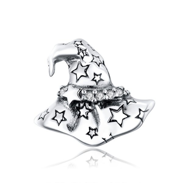 Talisman din argint 925 cu zirconiu witch hat Halloween