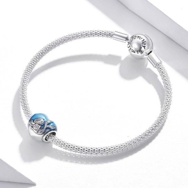 Talisman din argint 925 lovely mermaid in a blue heart