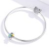 Talisman din argint 925 papagal si floare