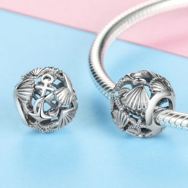 Talisman din argint 925 sea shell and anchor