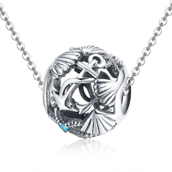Talisman din argint 925 sea shell and anchor