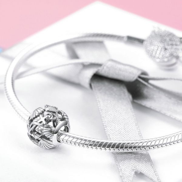 Talisman din argint 925 sea shell and anchor