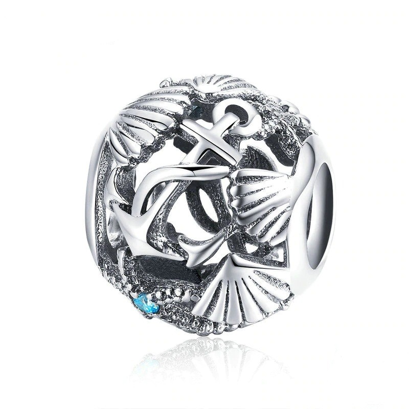 Talisman din argint 925 sea shell and anchor