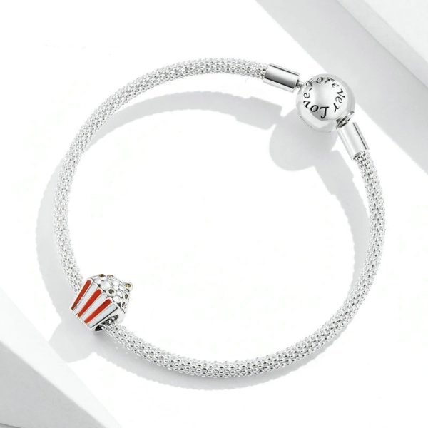Talisman din argint 925 si email popcorn bag