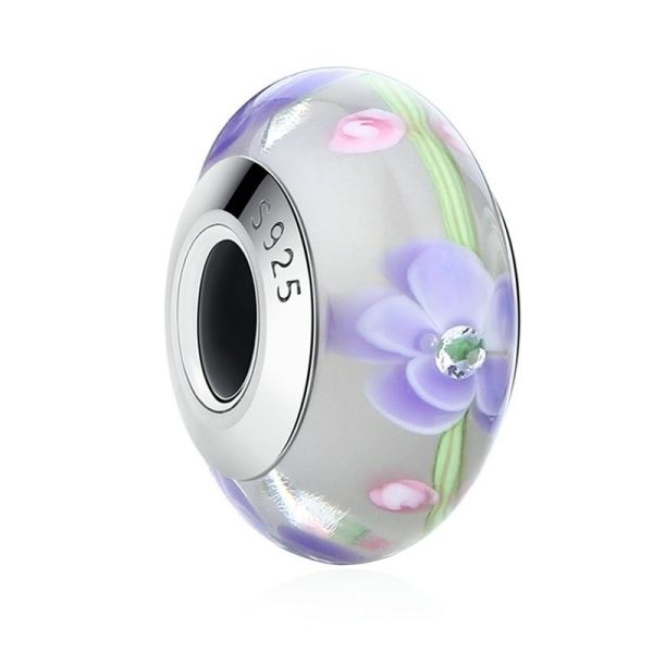 Talisman din argint 925 si sticla exotic flower