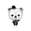 Talisman din argint 925 ursulet cu palarie neagra