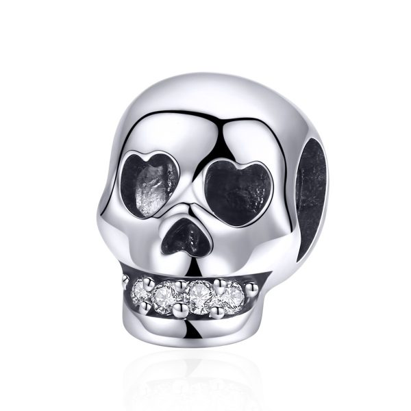 Talisman din argint cu cristale zirconiu Halloween skull