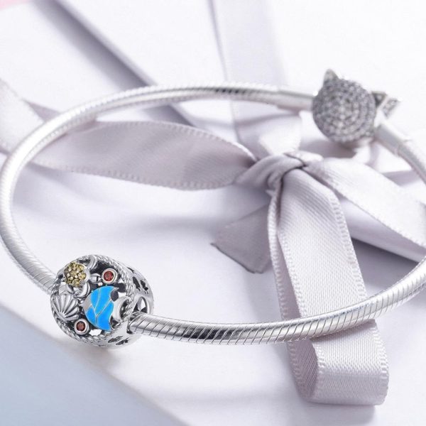 Talisman din argint cu cristale zirconiu si email sea life