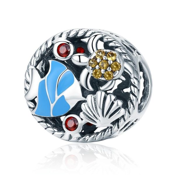 Talisman din argint cu cristale zirconiu si email sea life