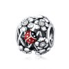 Talisman din argint cu cristele ladybug and daisy flower